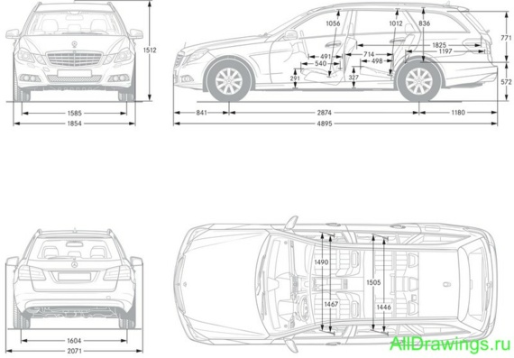 Mercedes-Benz E-Class Estate (S212) (2009) (Мерcедес-Бенз Е-Класс Эстейт (С212) (2009)) - чертежи (рисунки) автомобиля